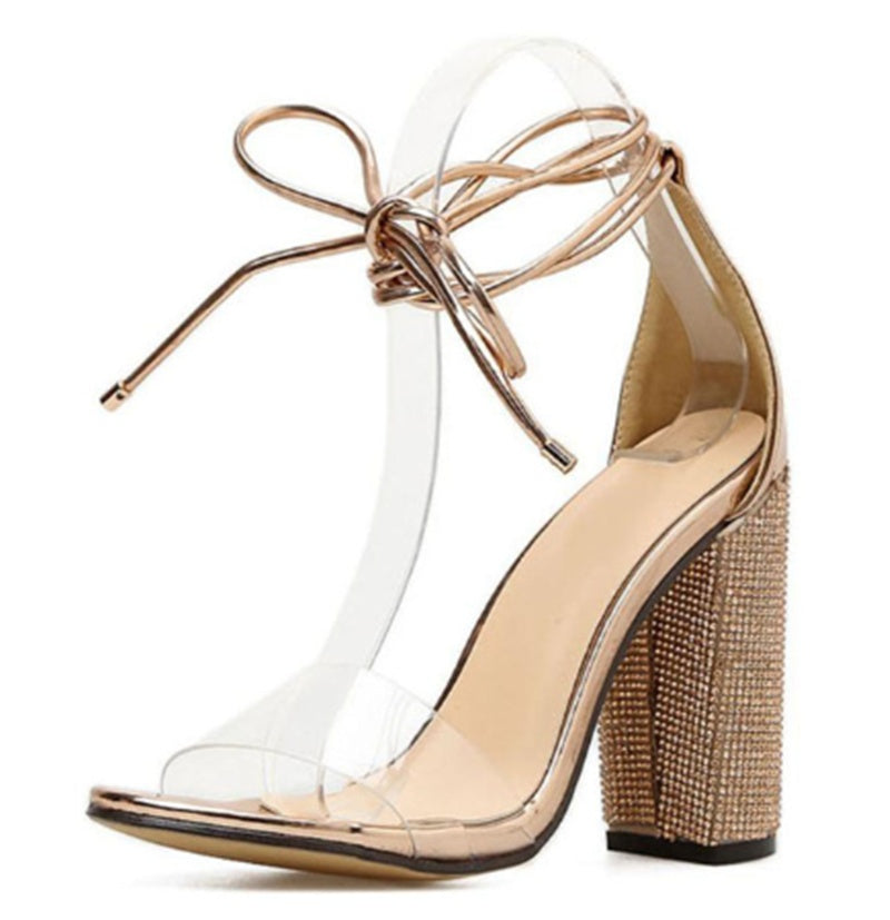 Suede Super High Heel Sandals - Rhinestone The Max Mall