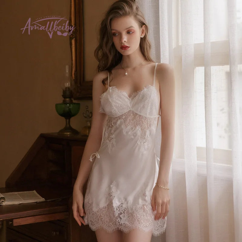 Lace V-Neck Nightgown Set