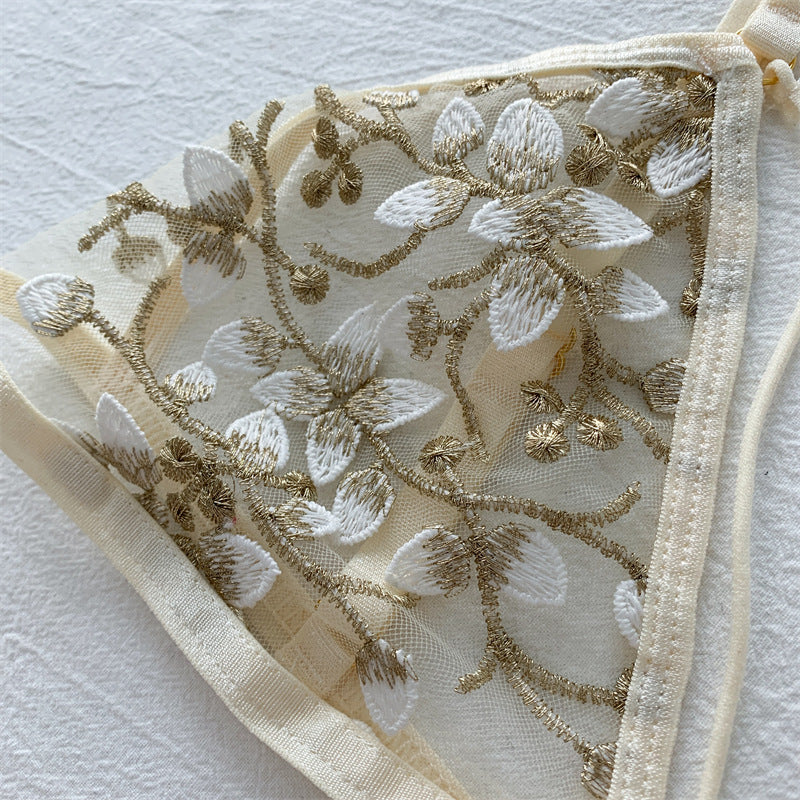 YSANSCA Women's Wireless Front Closure Bra & Brief Set - 3/4 Cup Push Up Lace 3-Piece S-L