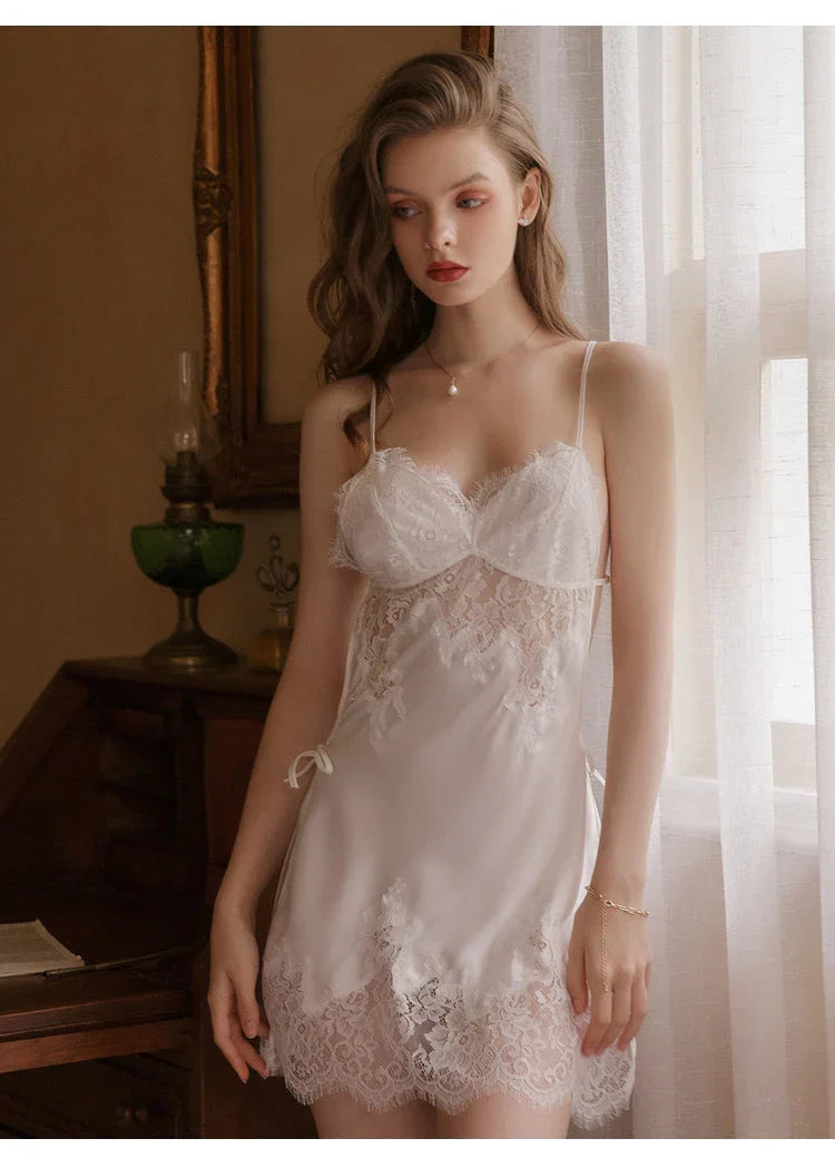 Lace V-Neck Nightgown Set