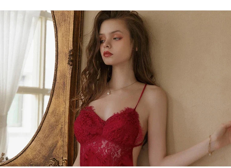 Lace V-Neck Nightgown Set