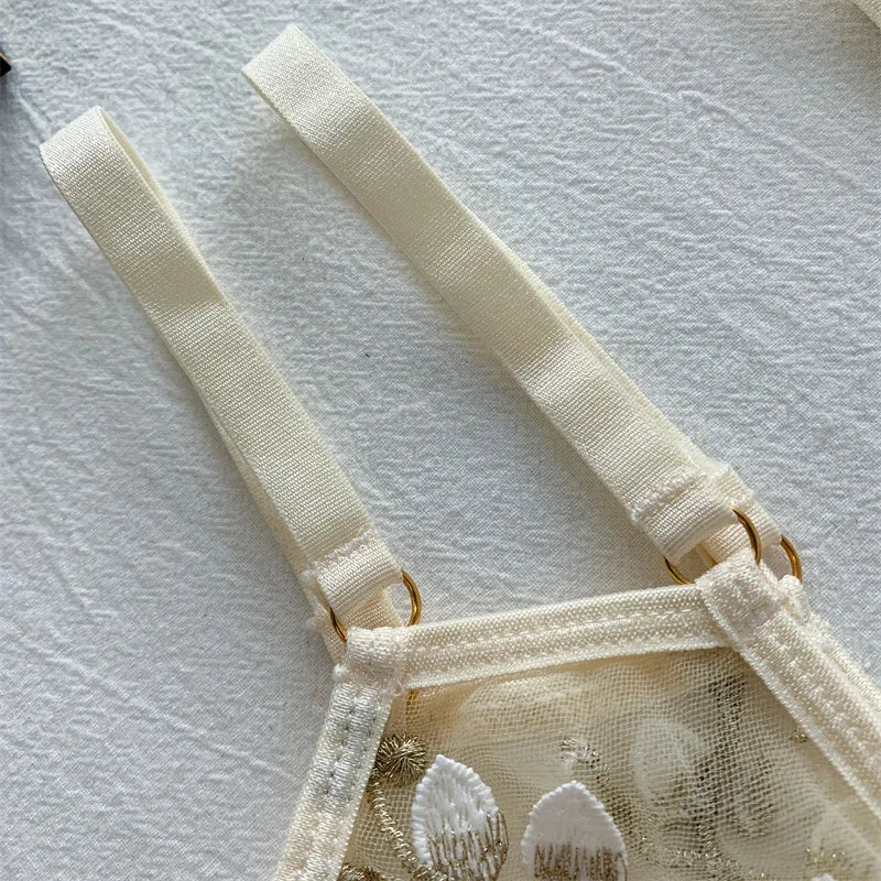 YSANSCA Women's Wireless Front Closure Bra & Brief Set - 3/4 Cup Push Up Lace 3-Piece S-L