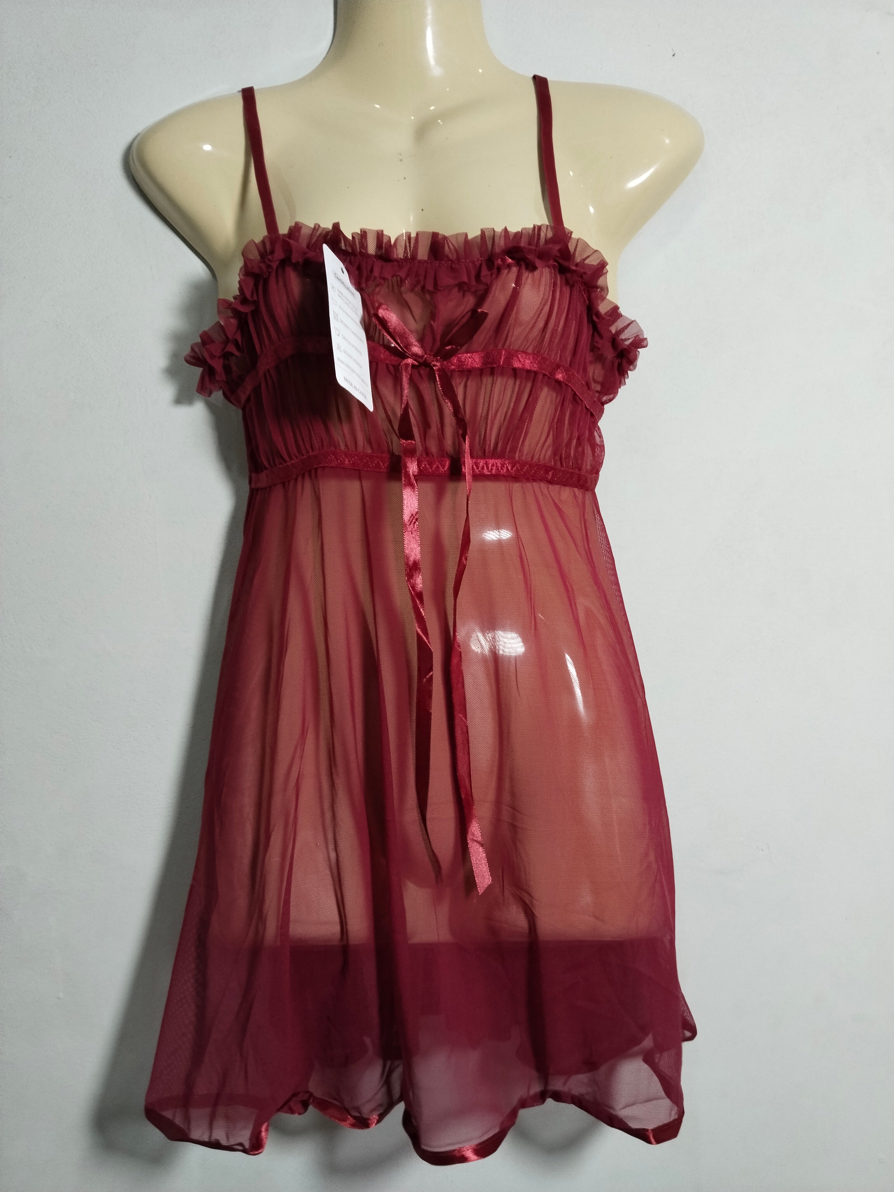 LQYCSX Sexy Lace V-Neck Nightgown with G-String