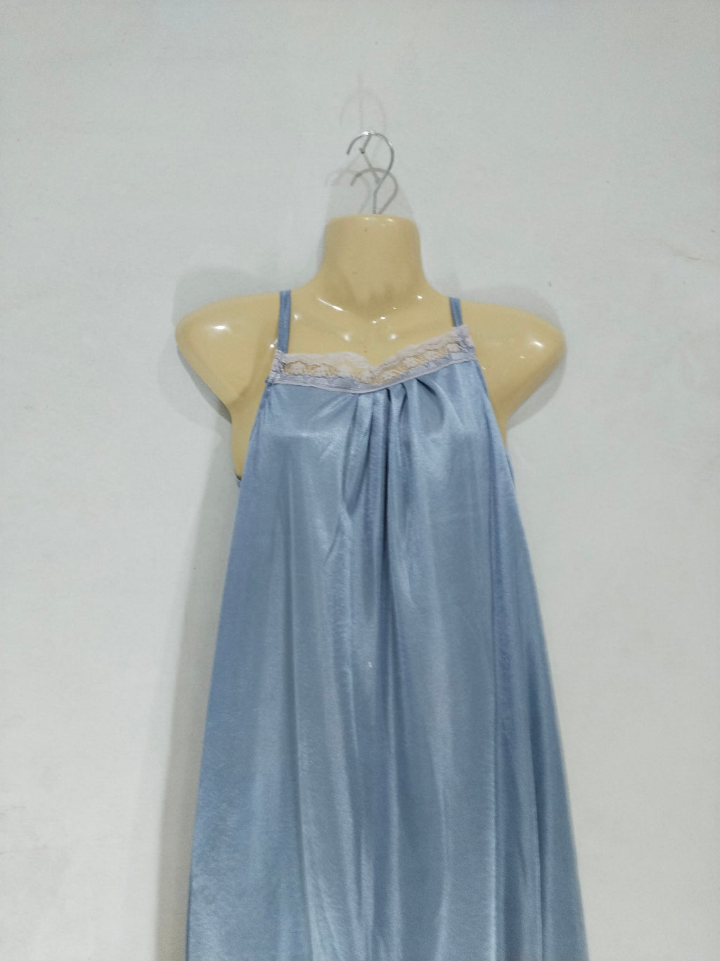 Women's Lace Trim Nightgown - Cute Patchwork V-Neck Sleeveless Silk Dress Camisole Sleepwear