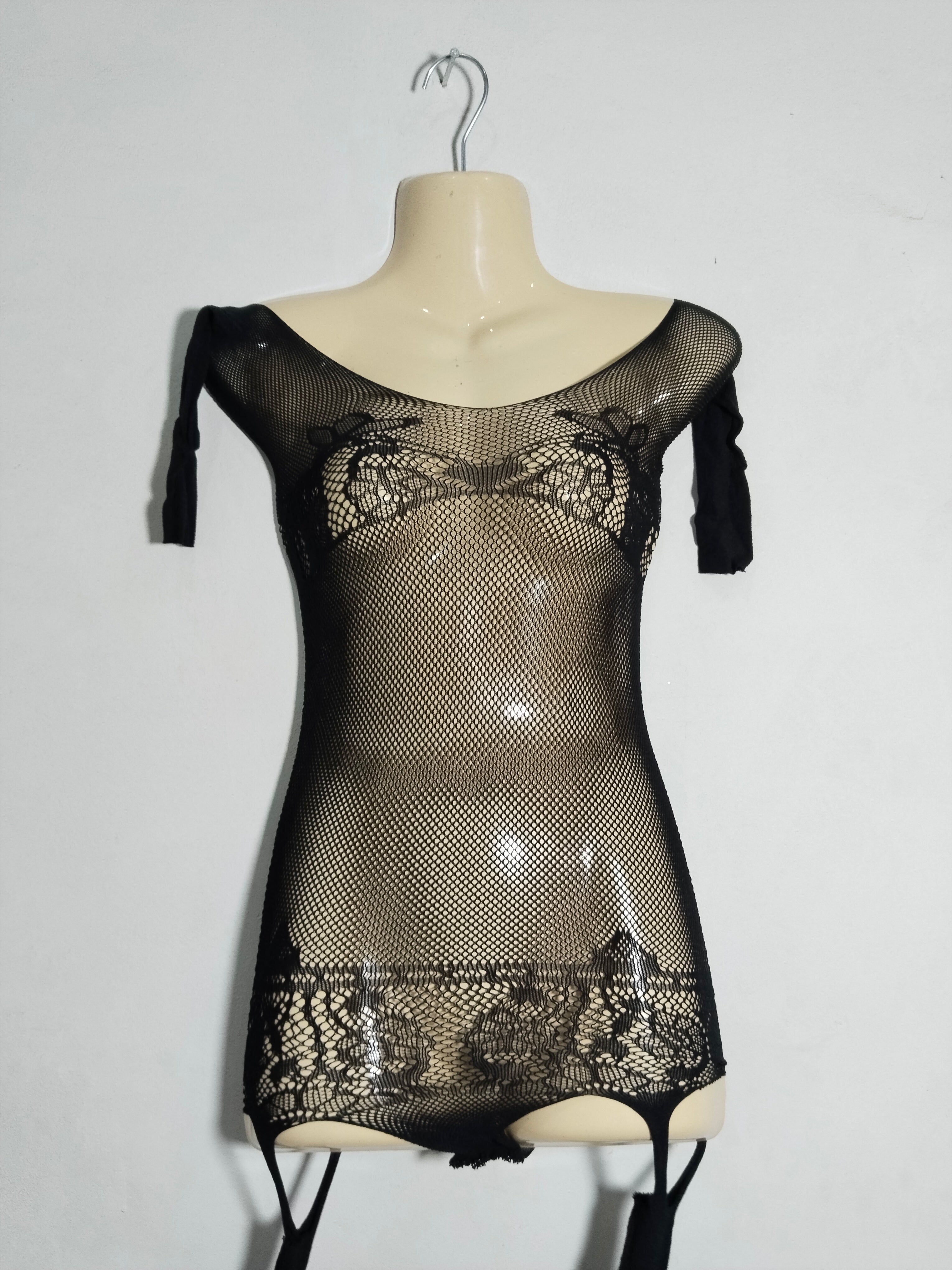 Women's Sexy Floral Bodystocking - Nylon Spandex Sheer Bodysuit Lingerie Nightwear