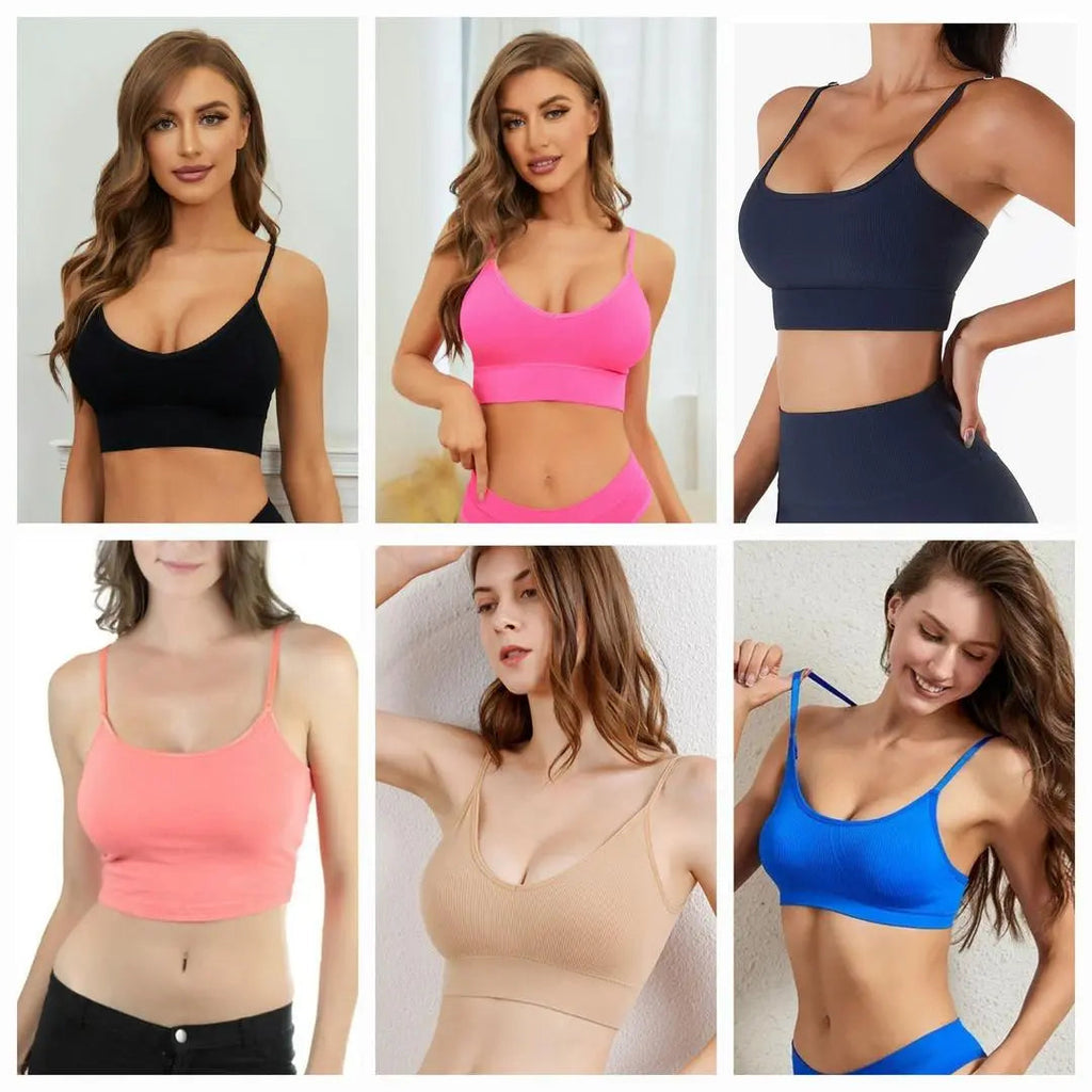 Women V-Shape Non Padded Sports Bra - Multicolor Jersey The Max Mall
