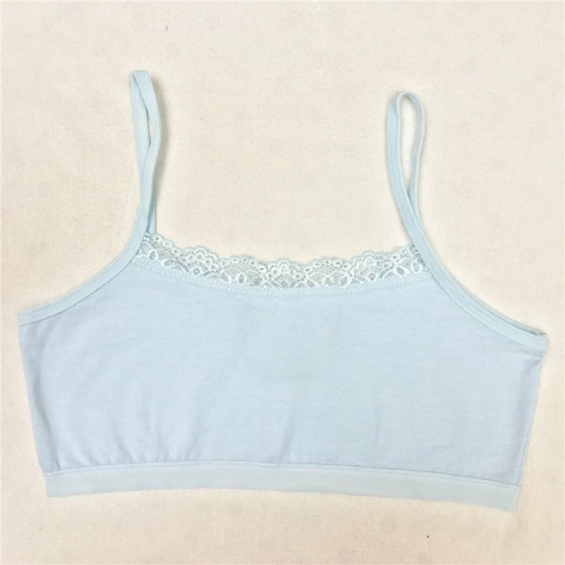 Baywell Girls' Cotton Training Bra - Thin Strap Vest-Style Sling Bra 8-12 Years