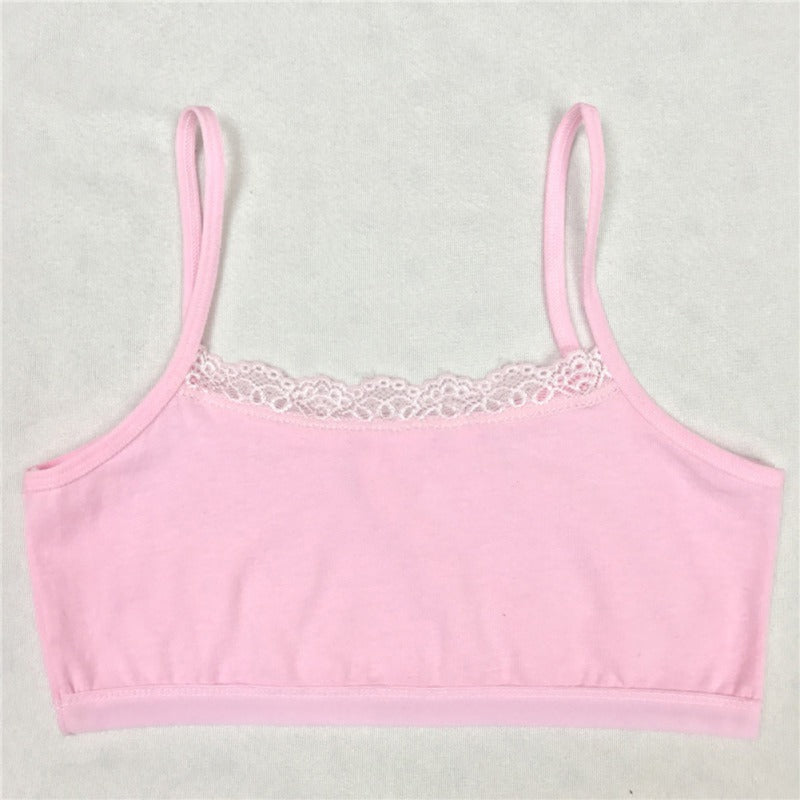 Baywell Girls' Cotton Training Bra - Thin Strap Vest-Style Sling Bra 8-12 Years