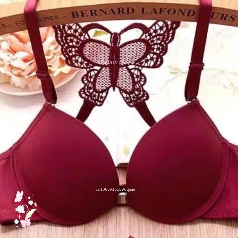 Butterfly Bra Brief Sets Detachable Double Straps Underwear