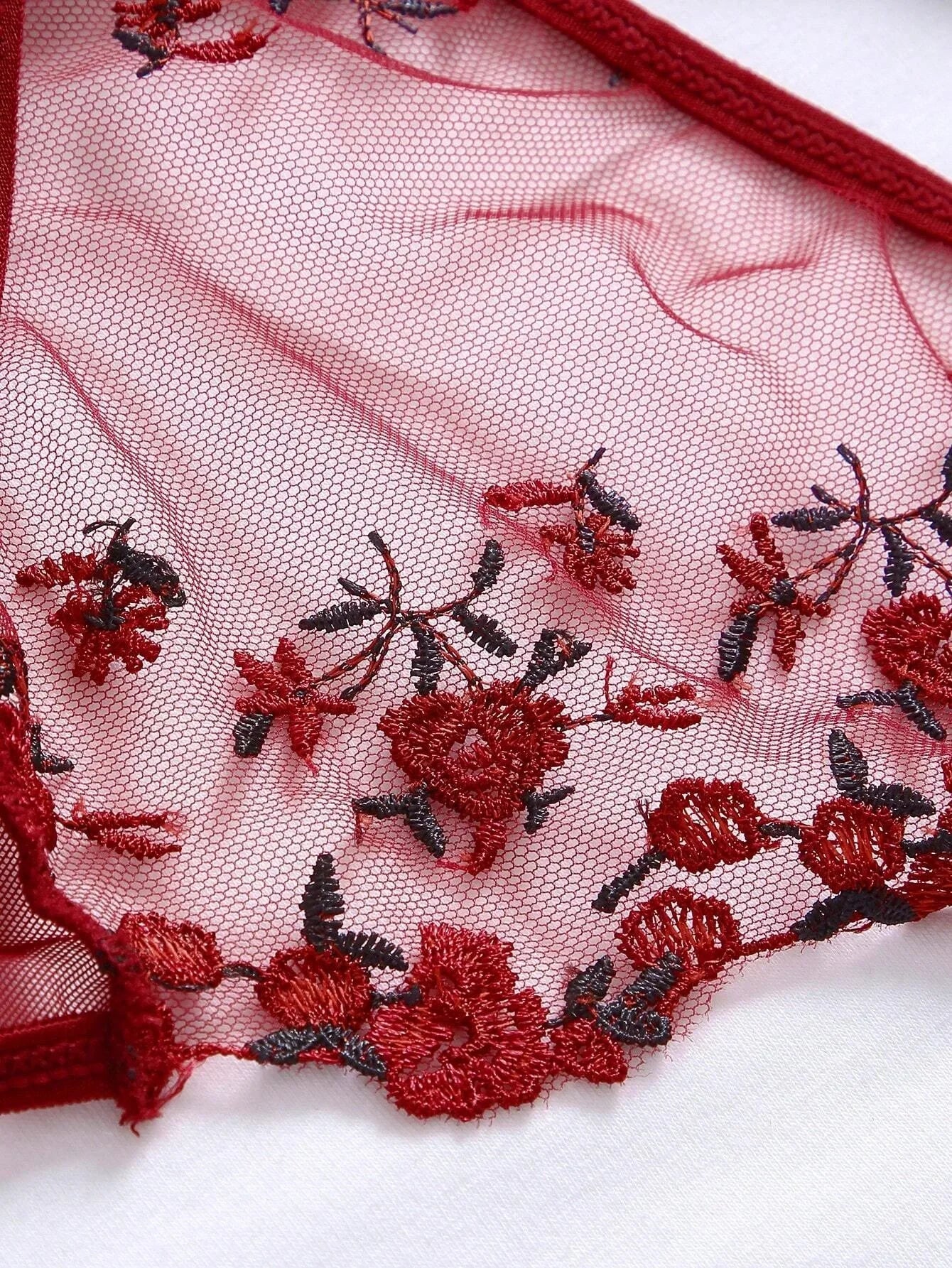 LQYCSX Women's Seamless Lace Bra & Brief Set - Plunge Unlined Embroidery Everyday Lingerie