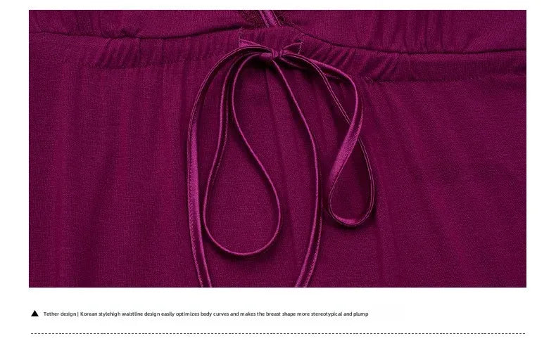 Women's Plus Size Modal Nightdress - Sexy V-Neck Sleeveless Lace Trim Spring Summer Sleepwear