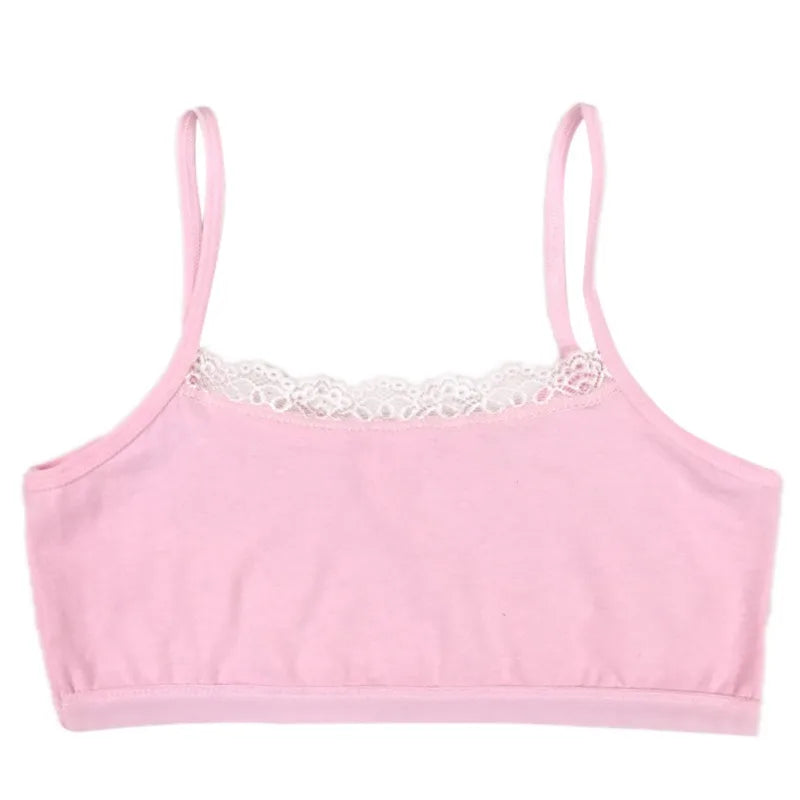 Baywell Girls' Cotton Training Bra - Thin Strap Vest-Style Sling Bra 8-12 Years