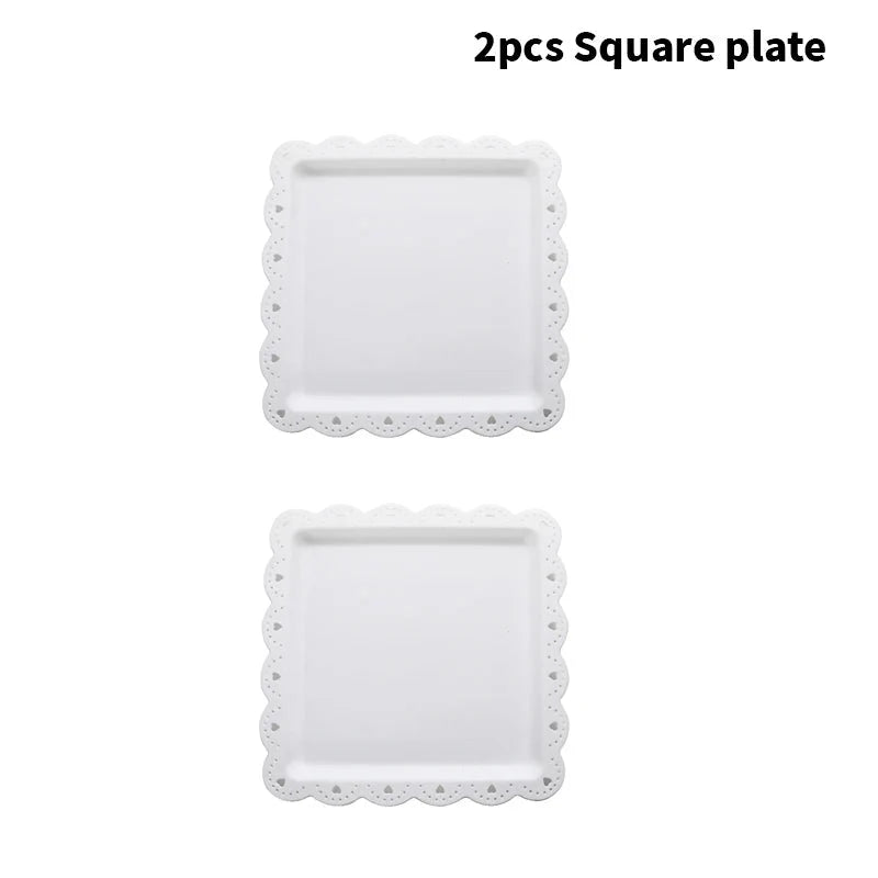 Rectangular Dessert Plates Set of 2 - Reusable PP Plastic Square Serving Plates The Max Mall