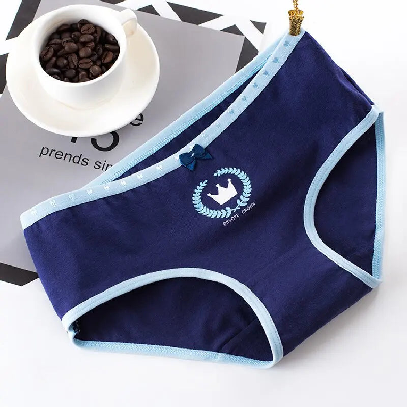 AIANGELAQIN Women's Cotton Briefs - Seamless Mid-Rise Underwear with Bow & Lace Trim M-XXL