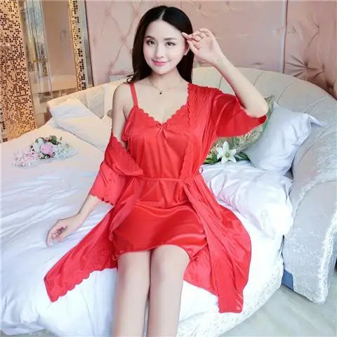 Sothoryos Women's Cotton Robe Gown Set 2pcs
