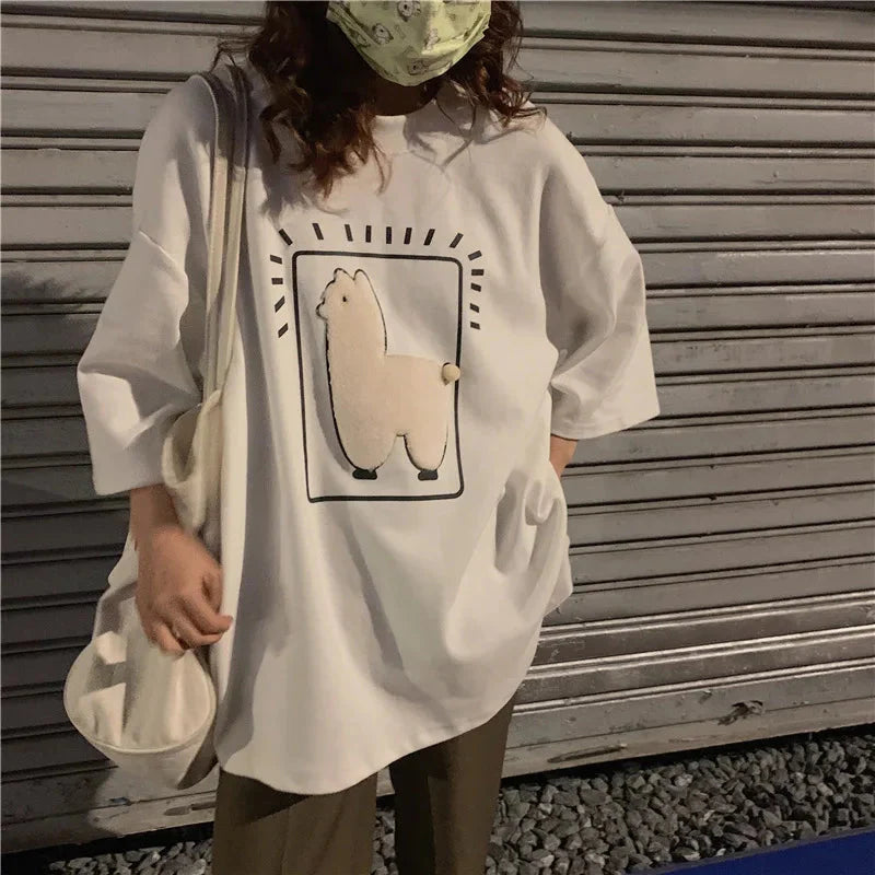 Baggy All-match T-shirts Women Casual Summer Korean Fashion The Max Mall