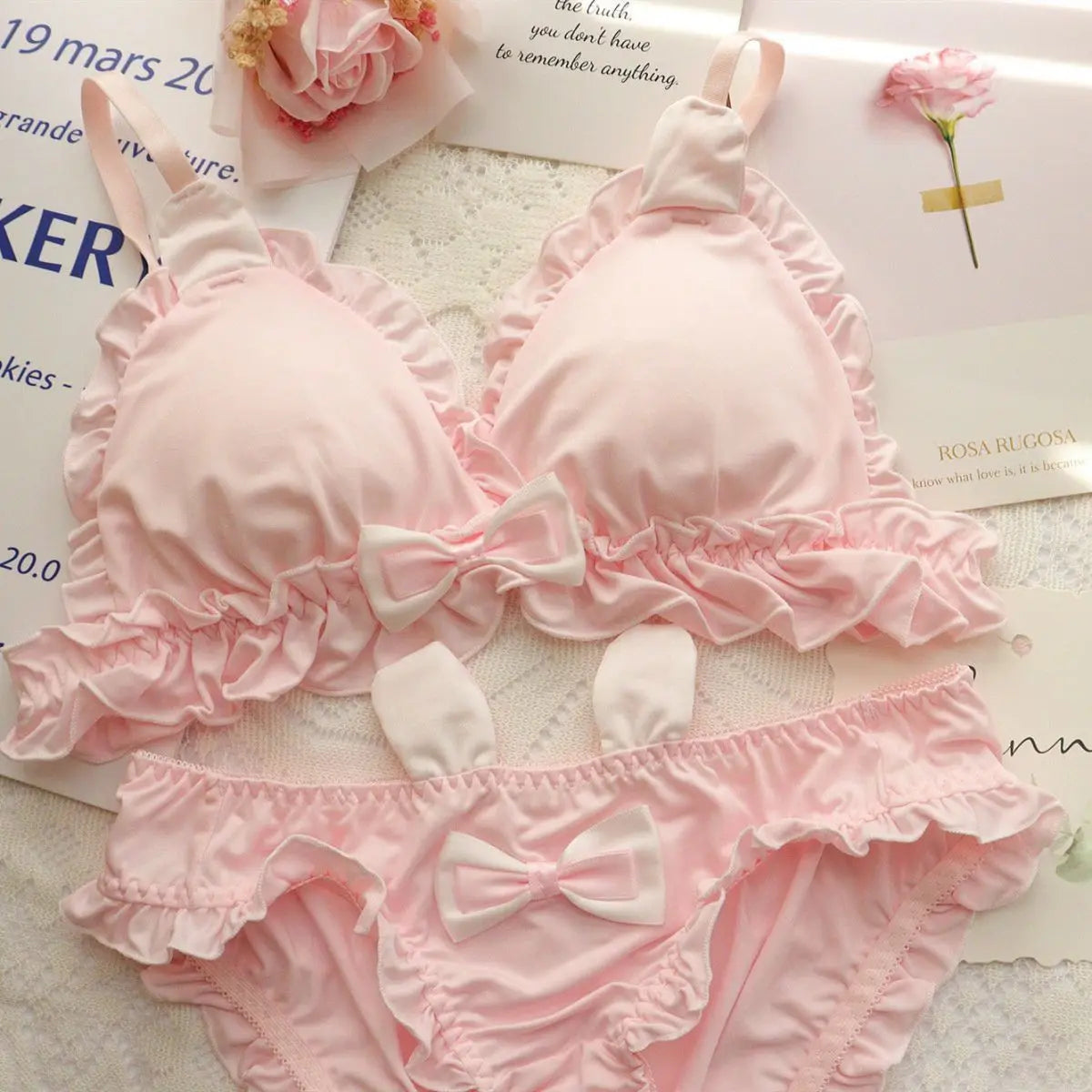 Elinashosiery Women's Wireless Push Up Bra & Brief Set - Seamless 3/4 Cup Everyday Lingerie