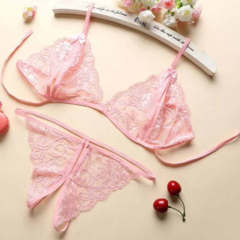 HELTFARM Women's Wireless Full Cup Bra & Brief Set - Unlined Sexy Nylon Lingerie