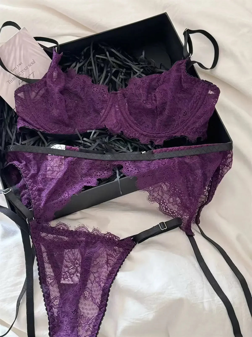 Koedse Sert Women's Seamless Underwire Bra & Brief Set - 3/4 Cup Push Up Bow Sexy Lingerie