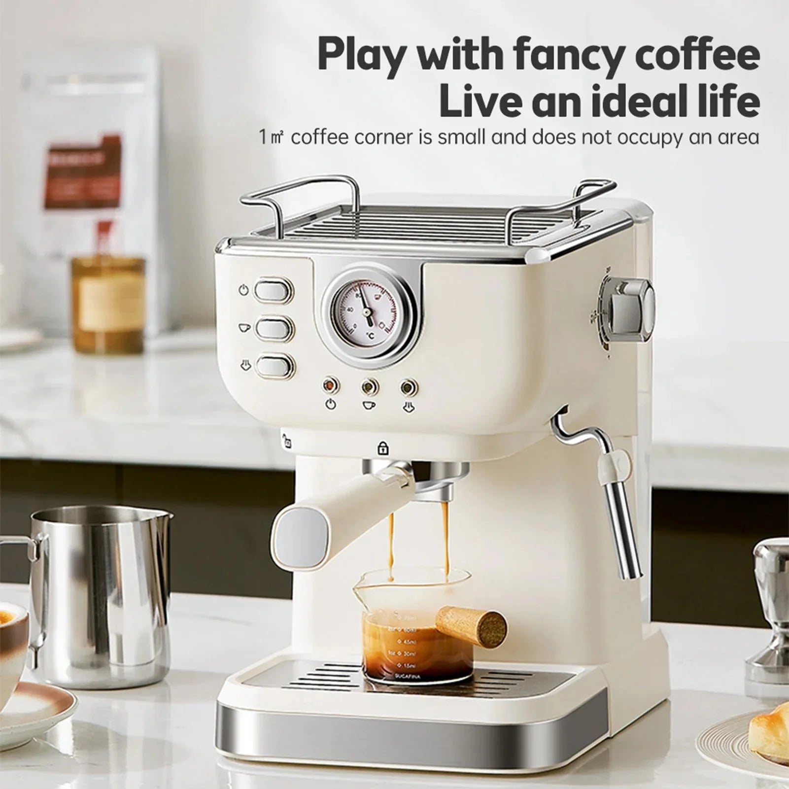 Coffee Maker 1050W 1.5L Large Capacity Semi Automatic The Max Mall