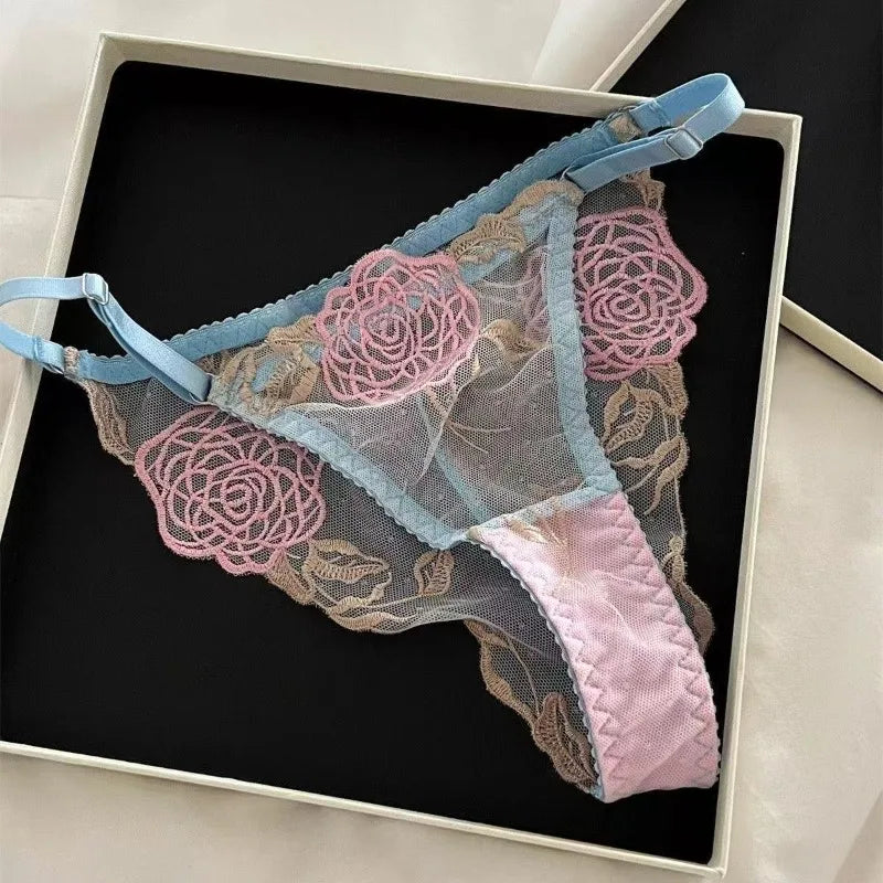 MOYISU Women's Underwire Bra & Brief Set - 3/4 Cup Push Up Plunge Embroidery S-4XL