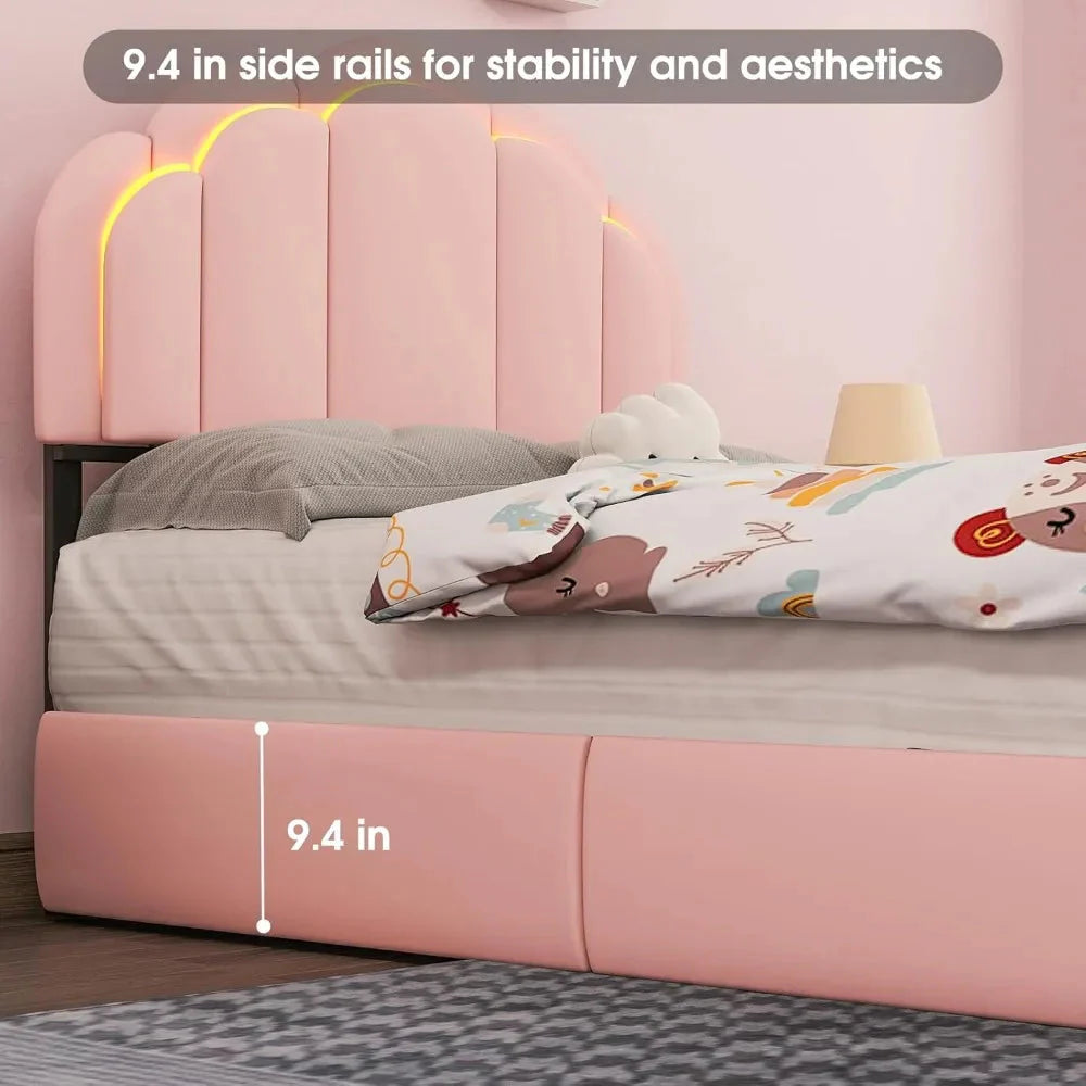 ANGDUO Princess Bed Frame with LED Lights ANGDUO