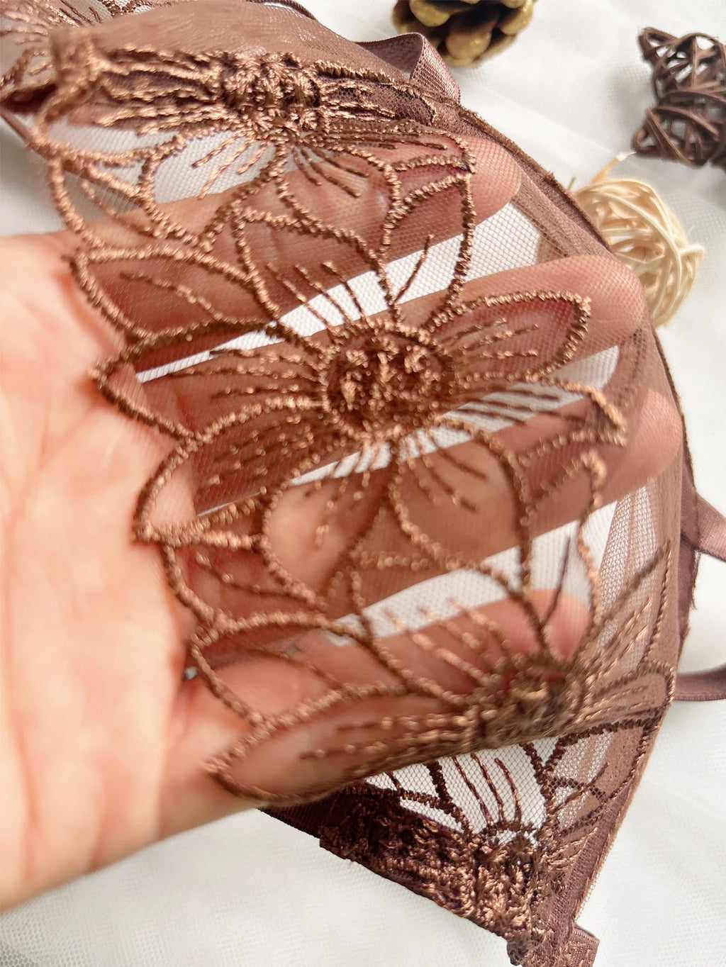 Women's Underwire Floral Embroidery Bra & Brief Set - Unlined Sexy Lingerie S-XL