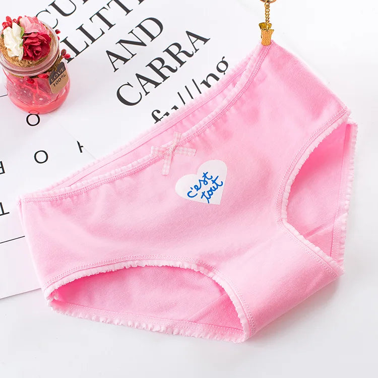 AIANGELAQIN Women's Cotton Briefs - Seamless Mid-Rise Underwear with Bow & Lace Trim M-XXL