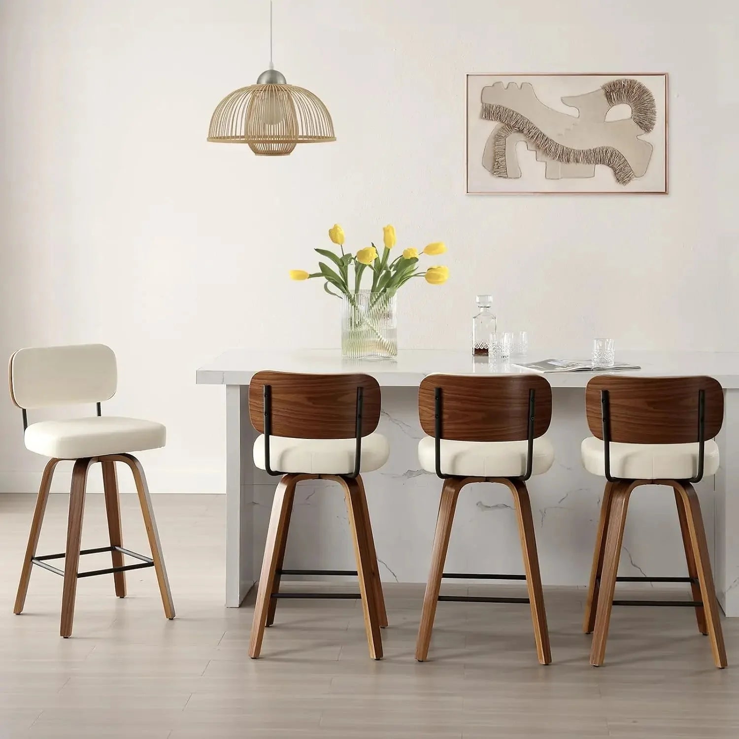GUANGBAI Swivel Counter Height Bar Stools Set of 4 GUANGBAI