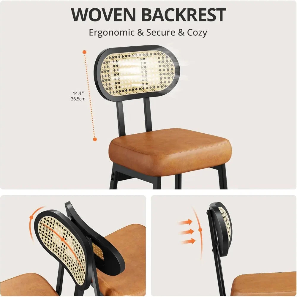GUANGBAI Rattan Back Bar Stools GUANGBAI