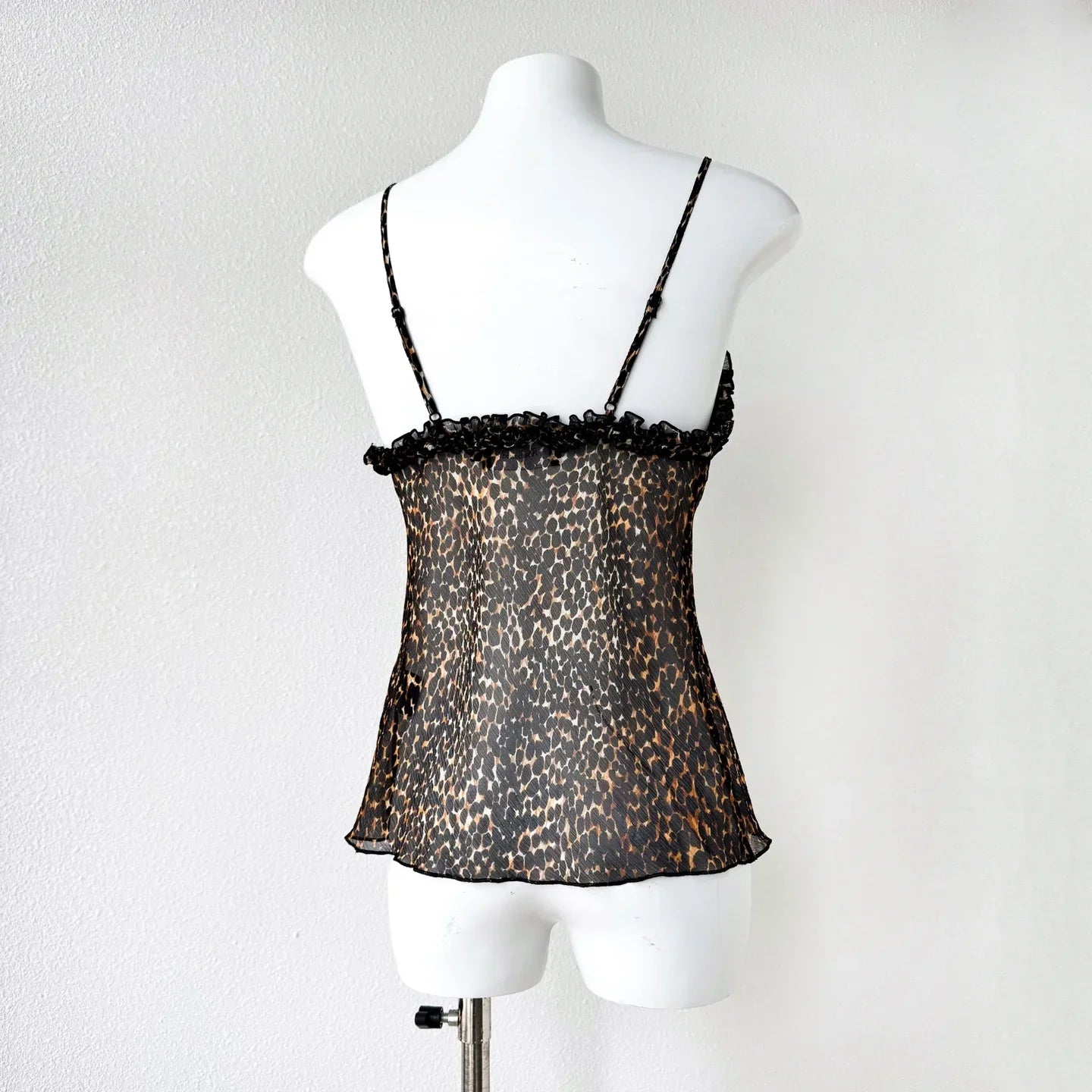 Women's 100% Silk Leopard Print Camisole - Strapless Lace Trim Tank Top Summer 2025