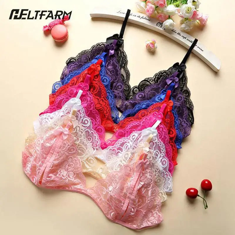 HELTFARM Women's Wireless Full Cup Bra & Brief Set - Unlined Sexy Nylon Lingerie