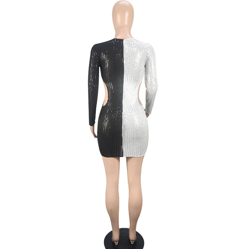 PDMCMS Women's Sequin Mini Dress - Sleeveless A-Line O-Neck Party Club Dress Spring/Summer 2024