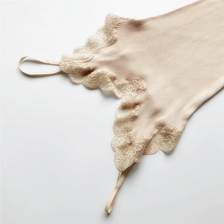 BIRDTREE 70% Silk 30% Cotton Lace Camisole - Women's Adjustable Strap Tank Top Summer Sleepwear