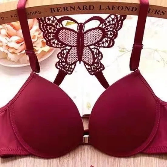 Butterfly Bra Brief Sets Detachable Double Straps Underwear