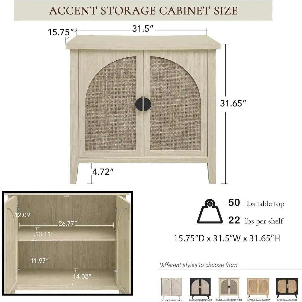 ZHUXIANG Rattan Cabinet - Modern Storage Sideboard ZHUXIANG