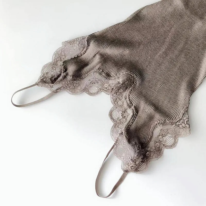 BIRDTREE 70% Silk 30% Cotton Lace Camisole - Women's Adjustable Strap Tank Top Summer Sleepwear