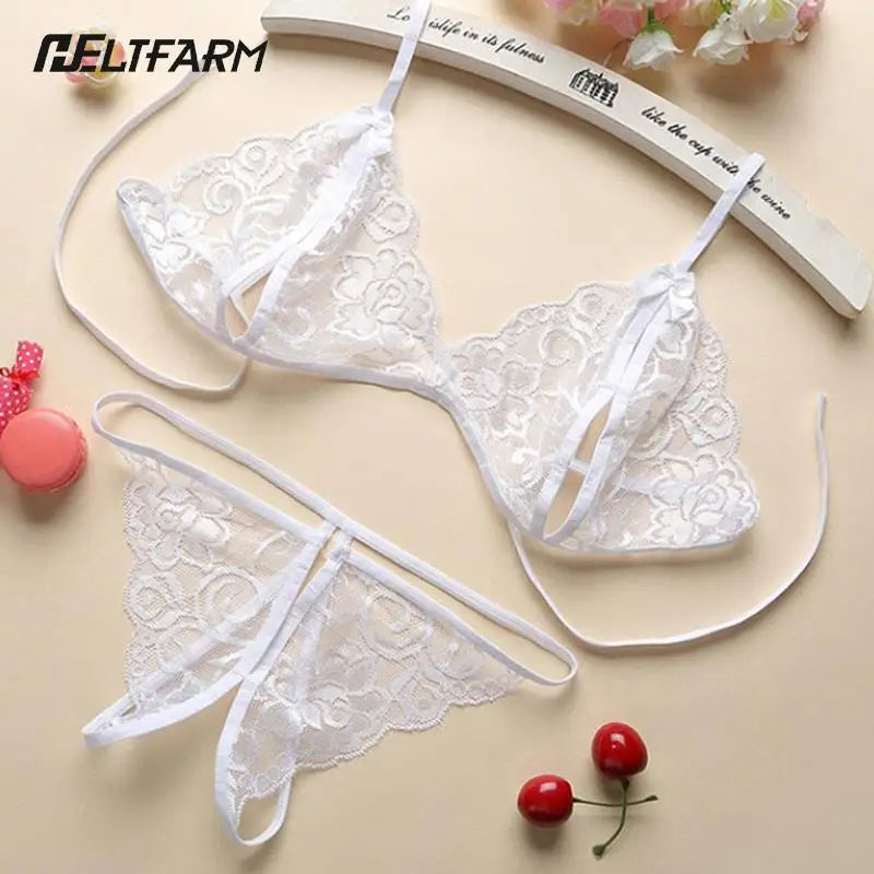 HELTFARM Women's Wireless Full Cup Bra & Brief Set - Unlined Sexy Nylon Lingerie