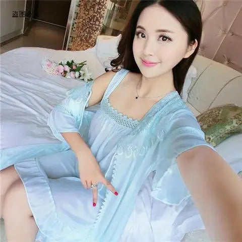 Sothoryos Women's Cotton Robe Gown Set 2pcs