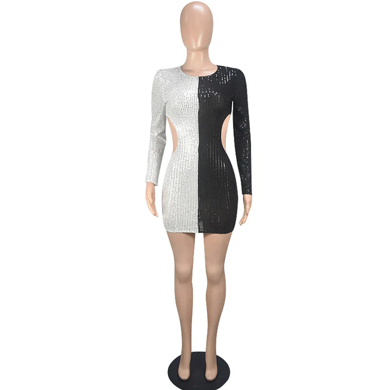 PDMCMS Women's Sequin Mini Dress - Sleeveless A-Line O-Neck Party Club Dress Spring/Summer 2024