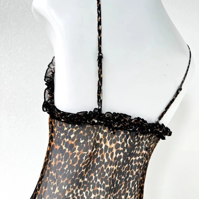 Women's 100% Silk Leopard Print Camisole - Strapless Lace Trim Tank Top Summer 2025