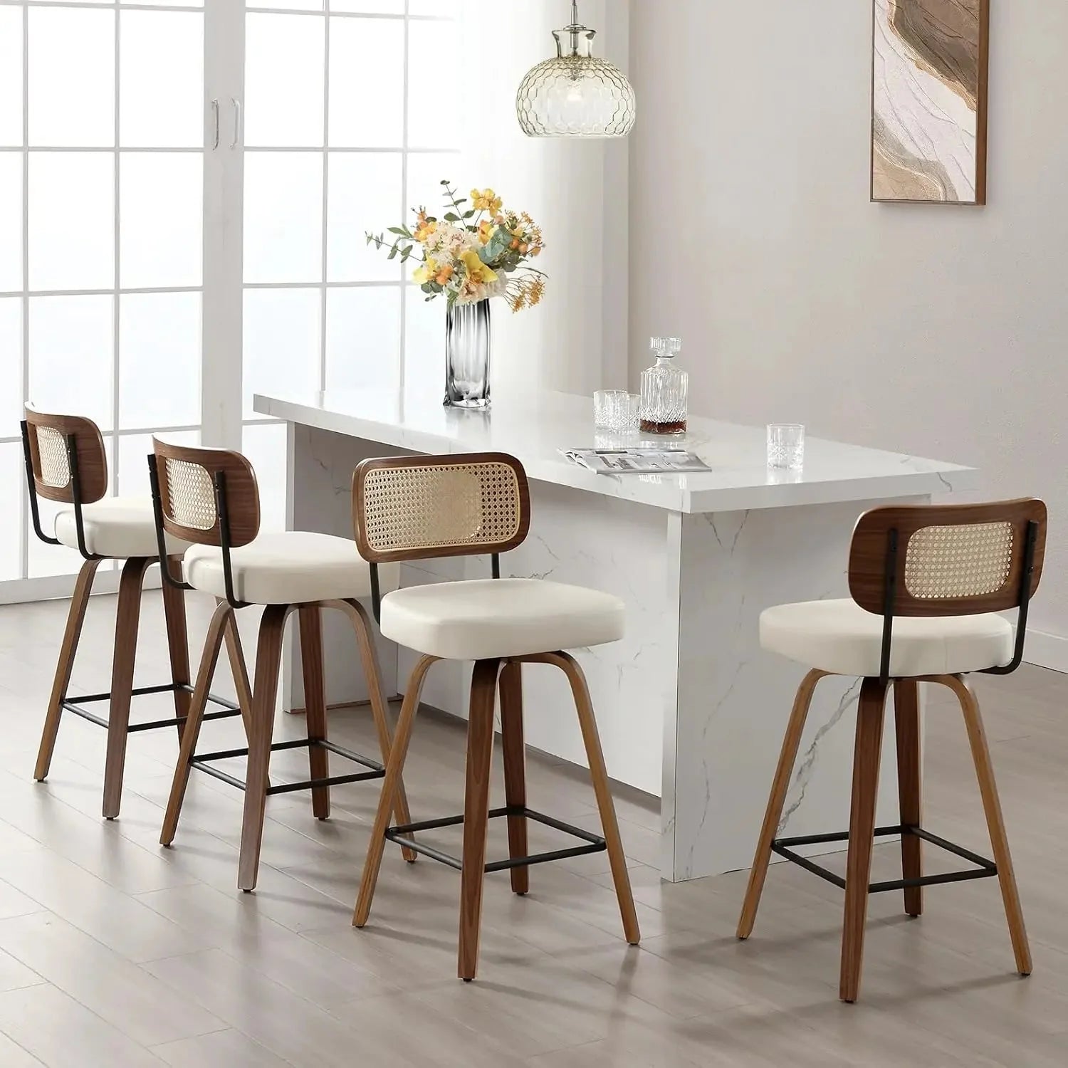 GUANGBAI Swivel Counter Height Bar Stools Set of 4 GUANGBAI