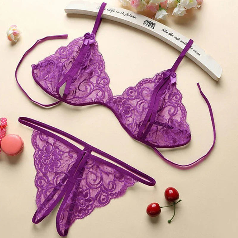 HELTFARM Women's Wireless Full Cup Bra & Brief Set - Unlined Sexy Nylon Lingerie