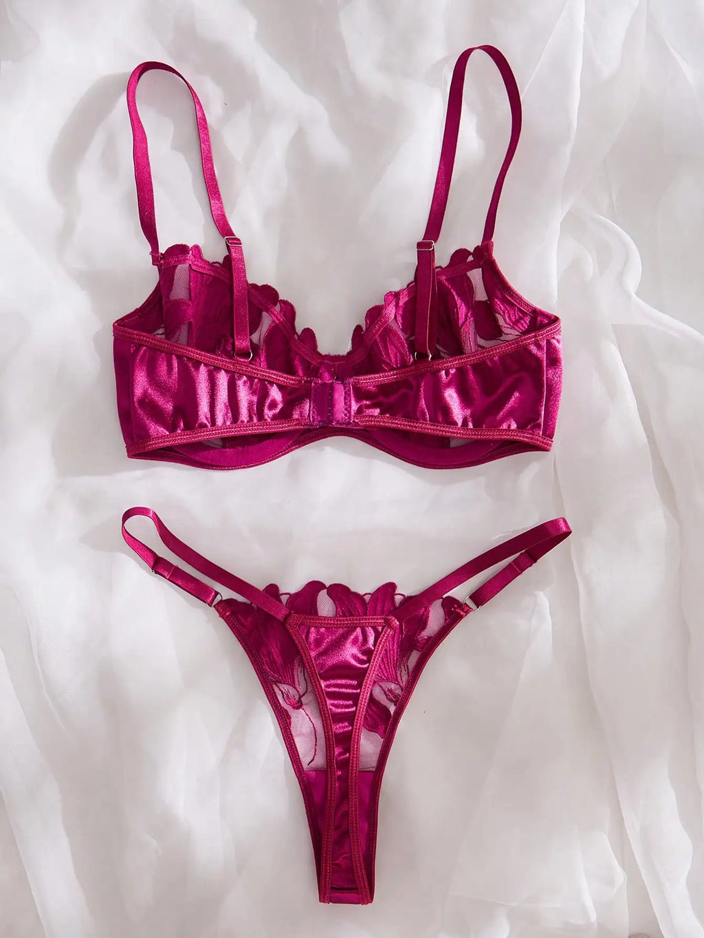 CasLand Women's Purple Underwire Bra & Brief Set - 3/4 Cup Push Up Floral Embroidery 75-90 ABC