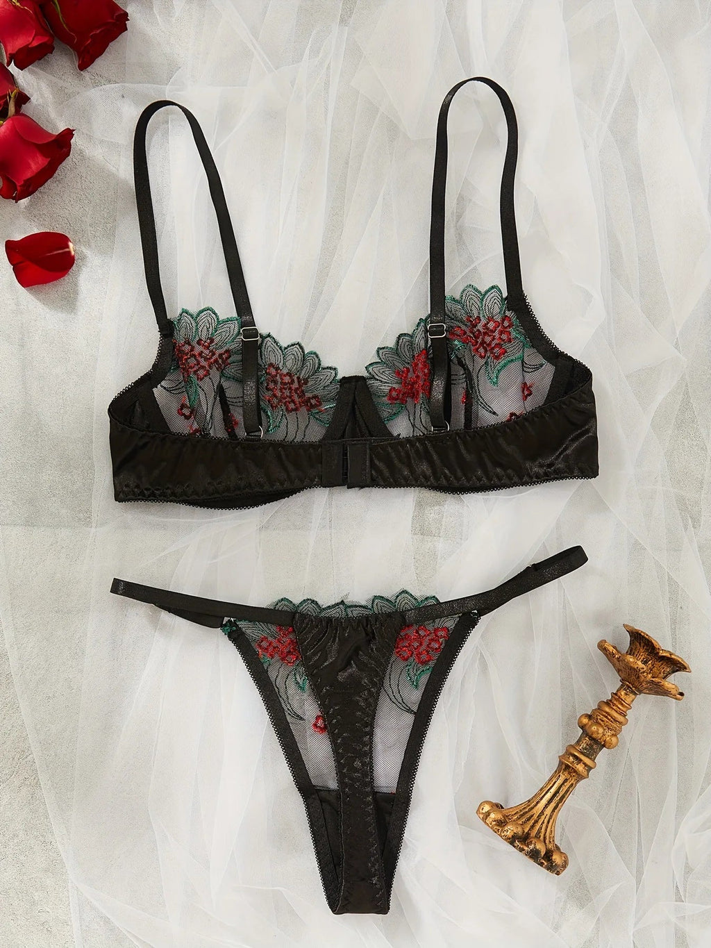 Women's Full Cup Bra & Brief Set - One-Piece Everyday Nylon Lingerie