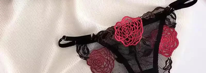 MOYISU Women's Underwire Bra & Brief Set - 3/4 Cup Push Up Plunge Embroidery S-4XL