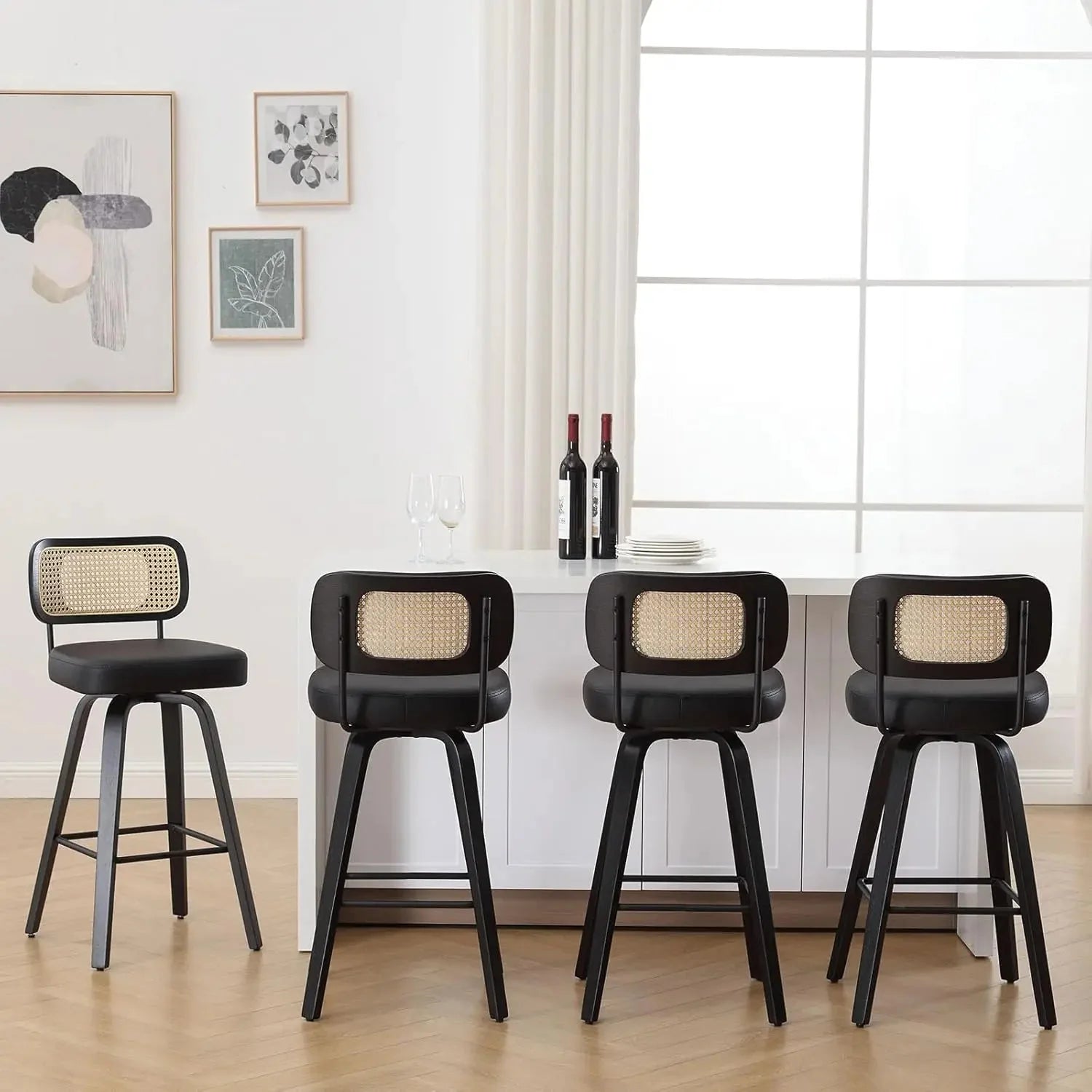 GUANGBAI Swivel Counter Height Bar Stools Set of 4 GUANGBAI