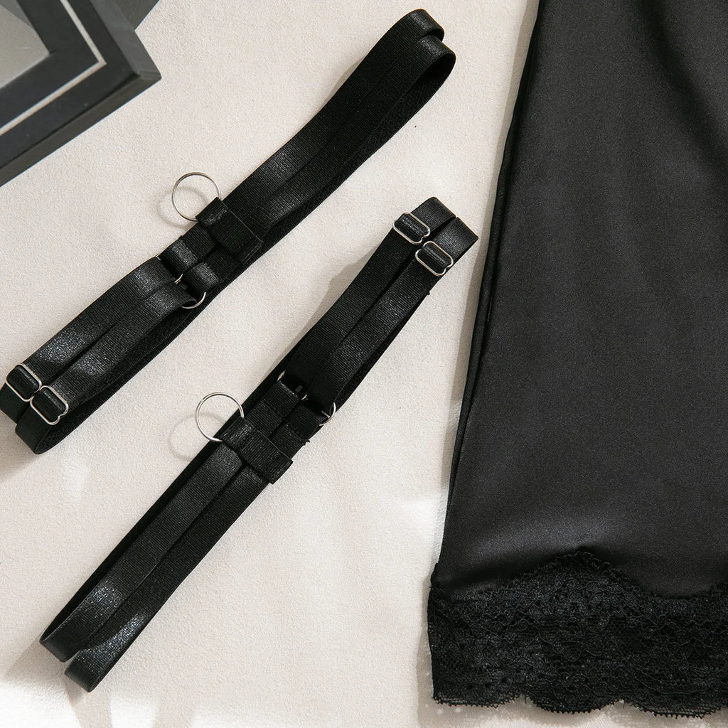 ELLOLACE Women's Sexy Lace Lingerie Set - Underwire Bra & Brief with Garter 3-Piece Set