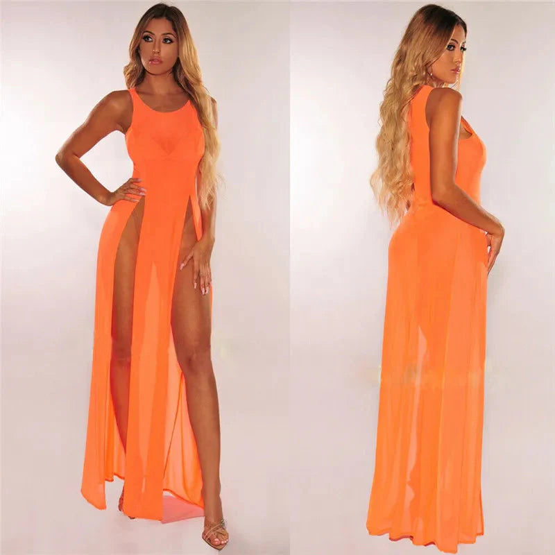 Women's Summer Beach Dress - Sleeveless Chiffon NoEnName_Null