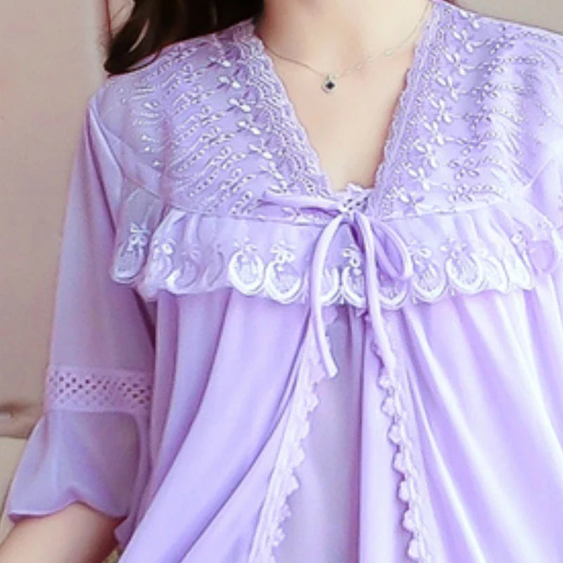 Sothoryos Women's Cotton Robe Gown Set 2pcs